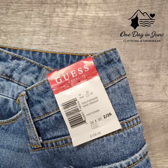 Guess Distressed Straight Leg Jeans Size 26 (2) - Picture 2 of 6